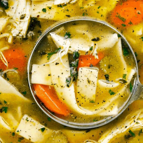 Bone broth chicken noodle soup