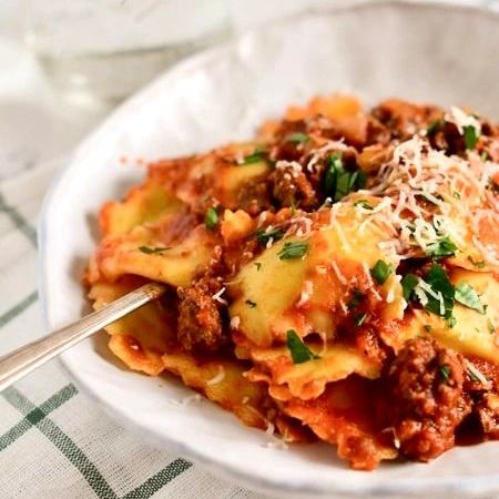 Cheese ravioli bolognese