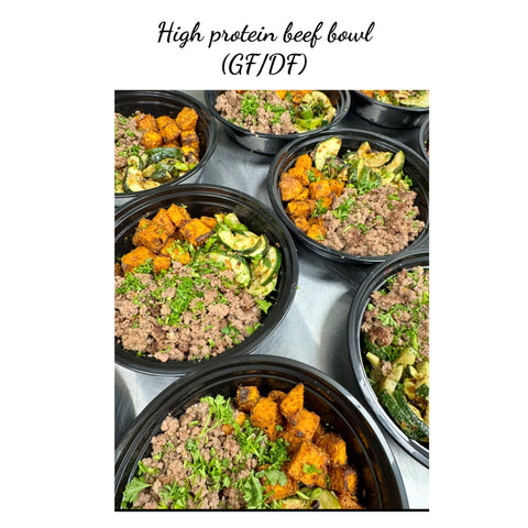 Beef, sweet potatoes & zucchini bowl (GF/ dairy free/ high protein/ low cal)
