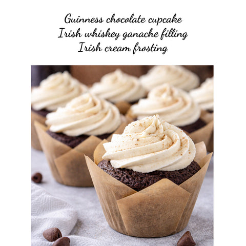 Guinness Chocolate Cupcake with Irish Whiskey Ganache & Irish Cream Frosting
