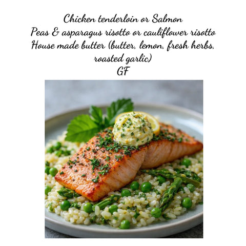 Lemon Herb Chicken or Salmon with Spring risotto