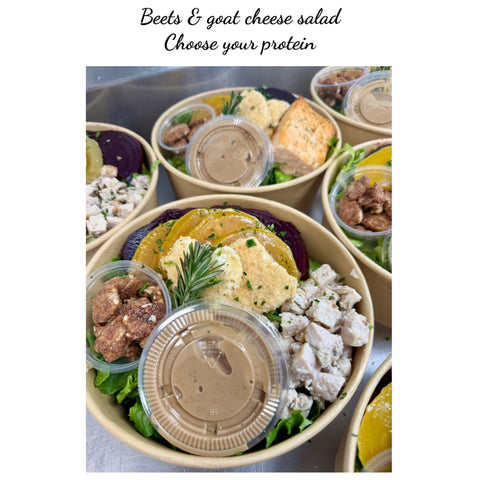Roasted beet  salad  salad with goat cheese & candied pecans (choose your protein)