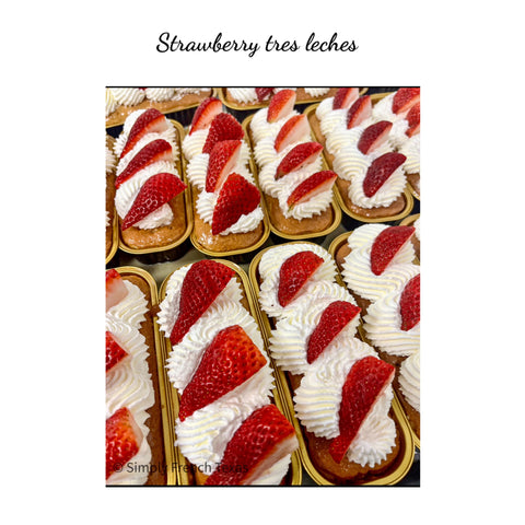 Individual  strawberry tres leches  cake
