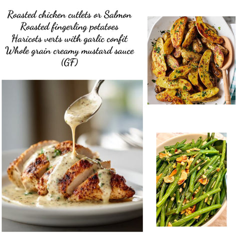Roasted Chicken Cutlets or 6 oz Salmon with Fingerling Potatoes & Haricots Verts — GF