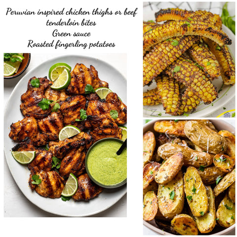 Peruvian inspired chicken or sous vide sirloin bites meal (GF)