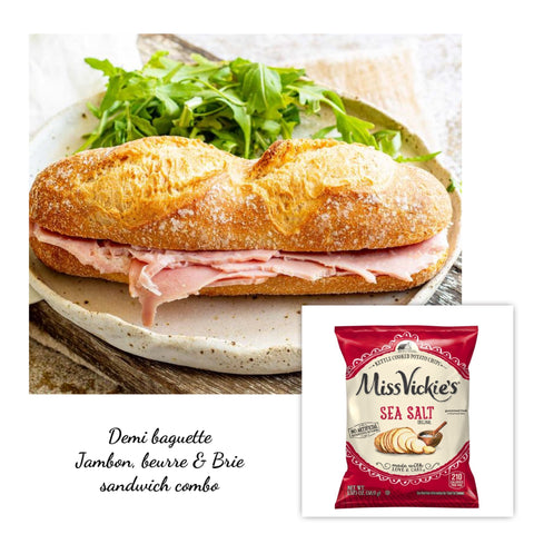 Jambon, beurre & cornichons Demi baguette sandwich & chips