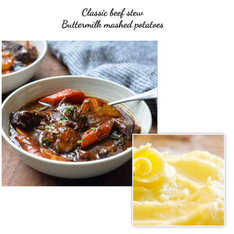 Classic beef stew & buttermilk mashed potatoes (GF)